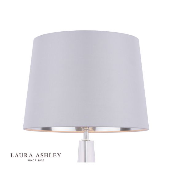 Där Lighting Laura Ashley Emyr Silk Tapered Drum Shade Silver 30.5cm/12 Inch