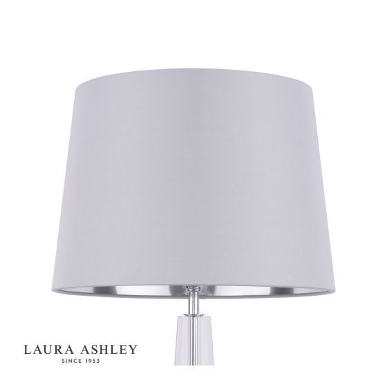 Där Lighting Laura Ashley Emyr Silk Tapered Drum Shade Silver 30.5cm/12 Inch