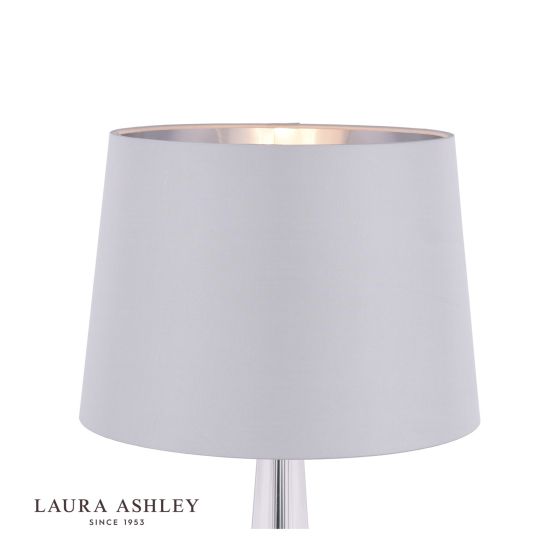där lighting Laura Ashley Emyr Silk Tapered Drum Shade Silver 30.5cm/12 Inch