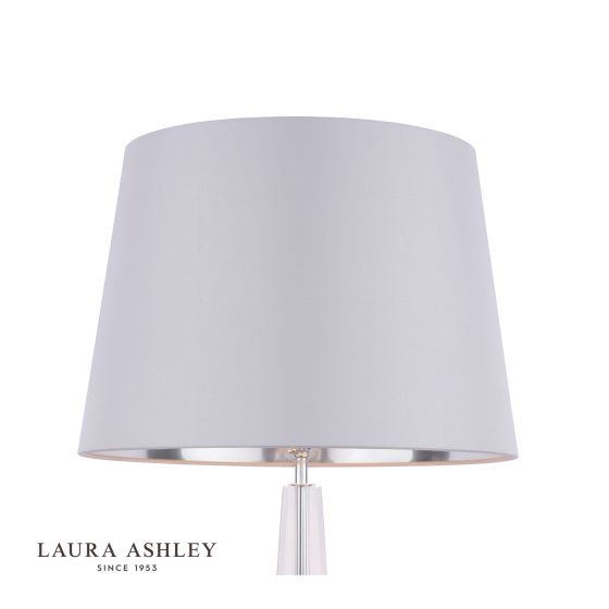 Där Lighting Laura Ashley Emyr Silk Tapered Drum Shade Silver 40.5cm/16 Inch