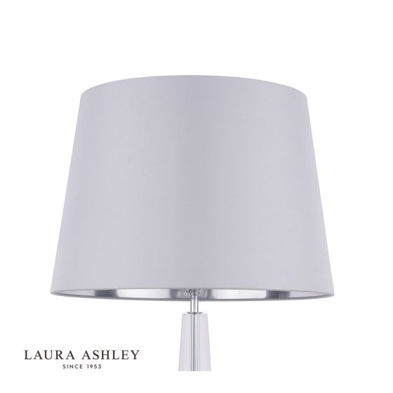 Där Lighting Laura Ashley Emyr Silk Tapered Drum Shade Silver 40.5cm/16 Inch