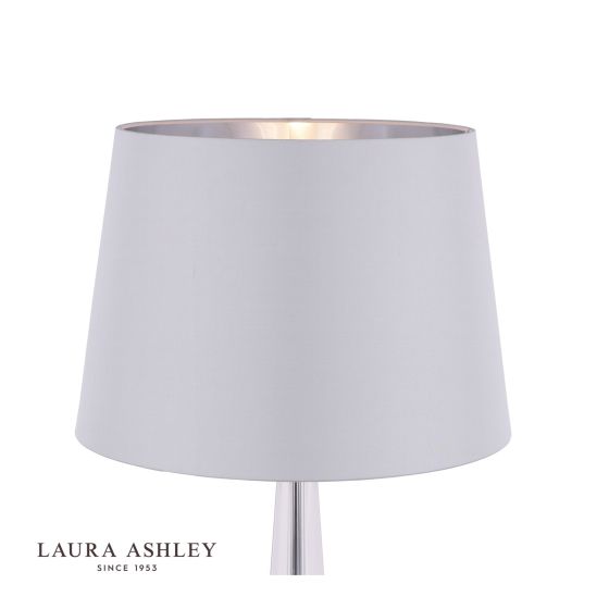där lighting Laura Ashley Emyr Silk Tapered Drum Shade Silver 40.5cm/16 Inch