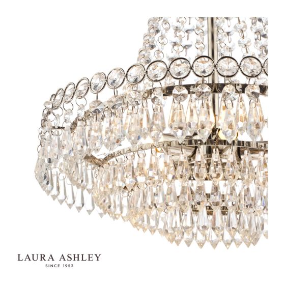 Där Lighting Laura Ashley Enid 5lt Chandelier Polished Nickel & Cut Glass