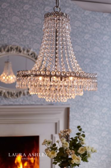 Där Lighting Laura Ashley Enid 5lt Chandelier Polished Nickel & Cut Glass