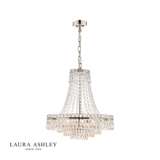 där lighting Laura Ashley Enid 5lt Chandelier Polished Nickel & Cut Glass
