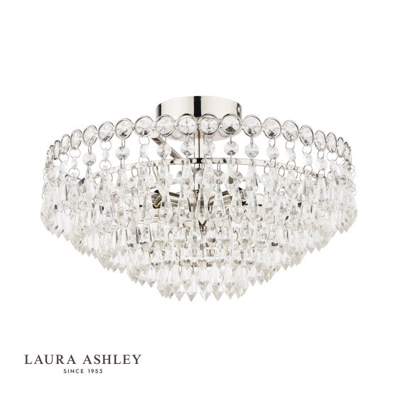 Där Lighting Laura Ashley Enid 5lt Semi Flush Polished Nickel Crystal