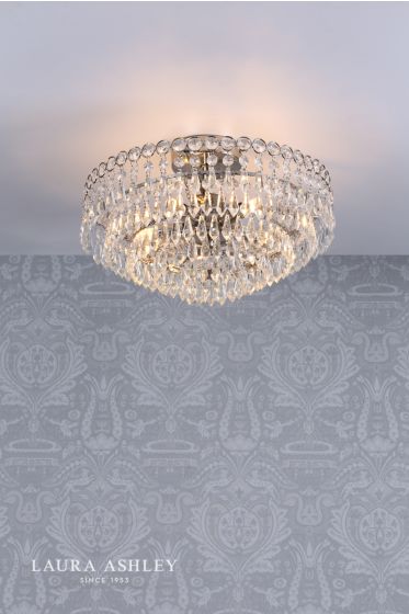Där Lighting Laura Ashley Enid 5lt Semi Flush Polished Nickel Crystal