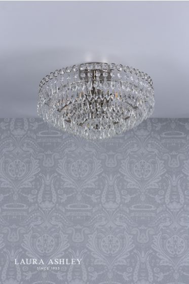Där Lighting Laura Ashley Enid 5lt Semi Flush Polished Nickel Crystal