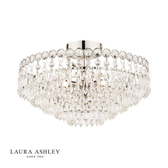 där lighting Laura Ashley Enid 5lt Semi Flush Polished Nickel Crystal