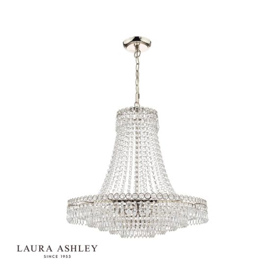 Där Lighting Laura Ashley Enid Grand 5lt Chandelier Polished Nickel & Cut Glass