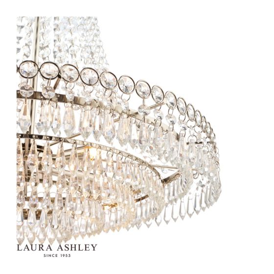 Där Lighting Laura Ashley Enid Grand 5lt Chandelier Polished Nickel & Cut Glass