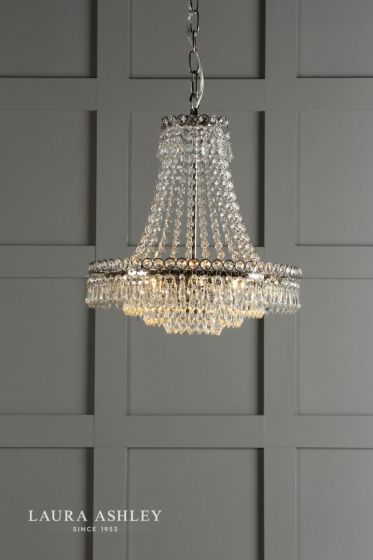 Där Lighting Laura Ashley Enid Grand 5lt Chandelier Polished Nickel & Cut Glass