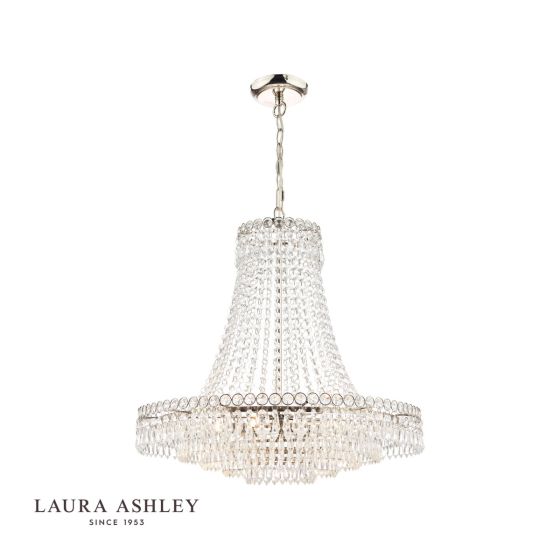 där lighting Laura Ashley Enid Grand 5lt Chandelier Polished Nickel & Cut Glass