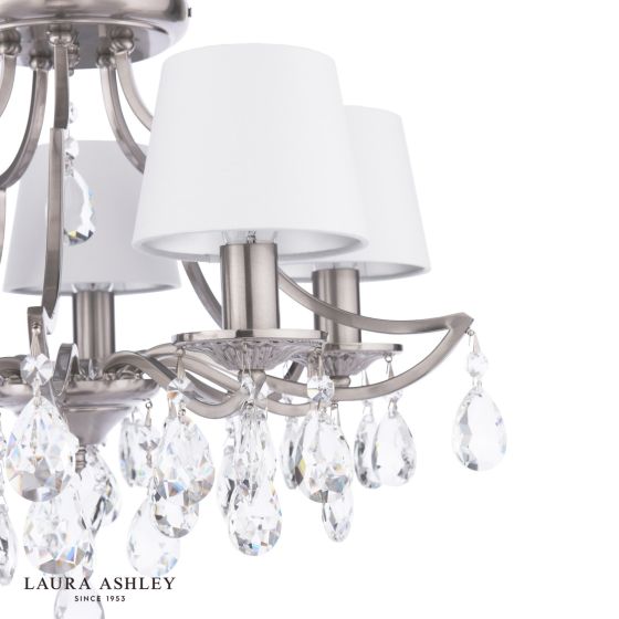 Där Lighting Laura Ashley Enstone 5 Light Semi-Flush Polished Nickel And Crystal With Shade