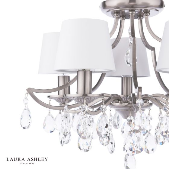 Där Lighting Laura Ashley Enstone 5 Light Semi-Flush Polished Nickel And Crystal With Shade