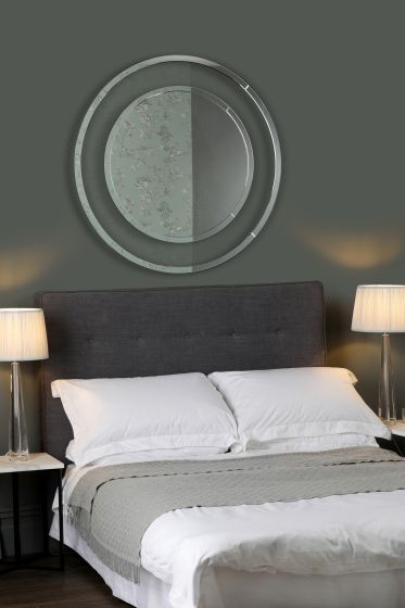 Där Lighting Laura Ashley Evie Large Round Mirror Clear Frame 100cm