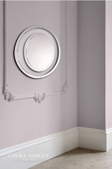 Där Lighting Laura Ashley Evie Large Round Mirror Clear Frame 100cm