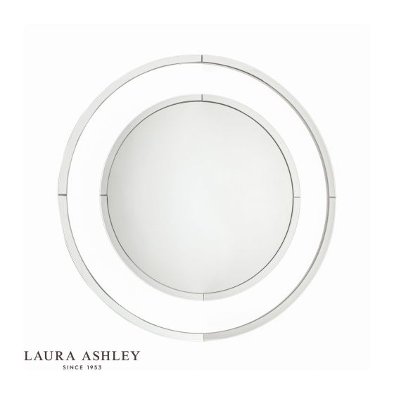 där lighting Laura Ashley Evie Large Round Mirror Clear Frame 100cm