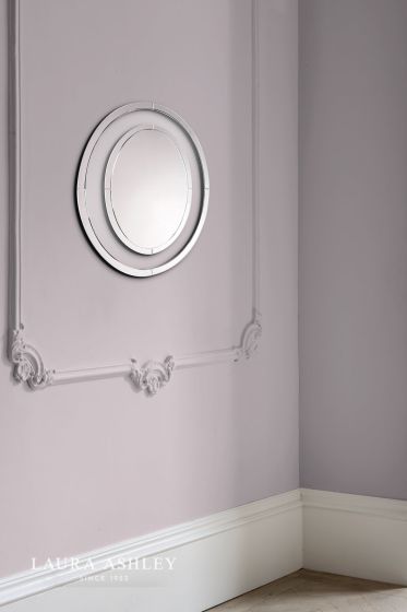 Där Lighting Laura Ashley Evie Small Round Mirror Clear Frame 60cm