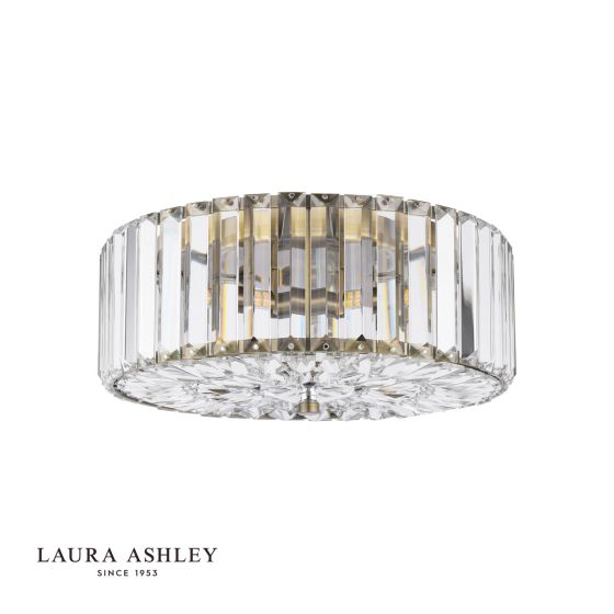 Där Lighting Laura Ashley Fernhurst 3 Light Flush Crystal And Antique Brass