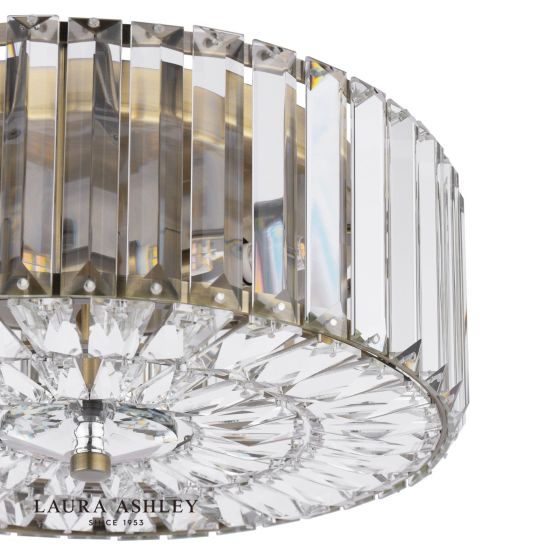 Där Lighting Laura Ashley Fernhurst 3 Light Flush Crystal And Antique Brass