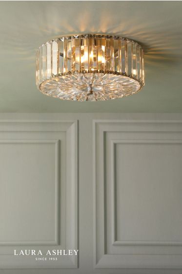 Där Lighting Laura Ashley Fernhurst 3 Light Flush Crystal And Antique Brass