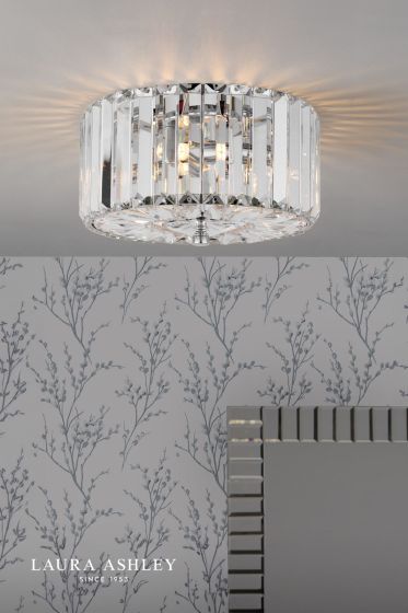 Där Lighting Laura Ashley Fernhurst 3 Light Flush Crystal And Polished Chrome