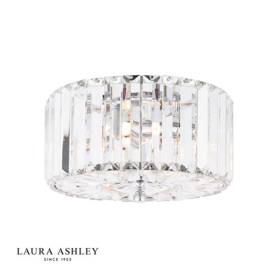 där lighting Laura Ashley Fernhurst 3 Light Flush Crystal and Polished Chrome