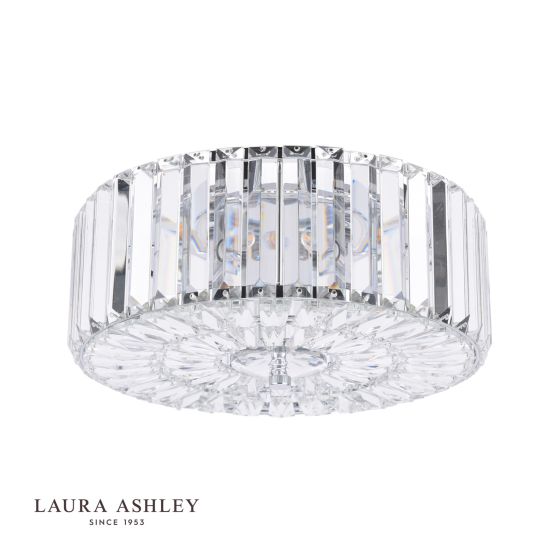Där Lighting Laura Ashley Fernhurst 3 Light Flush Crystal & Polished Chrome