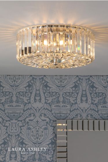Där Lighting Laura Ashley Fernhurst 3 Light Flush Crystal & Polished Chrome