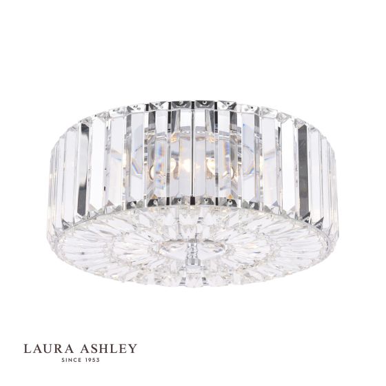 där lighting Laura Ashley Fernhurst 3 Light Flush Crystal & Polished Chrome