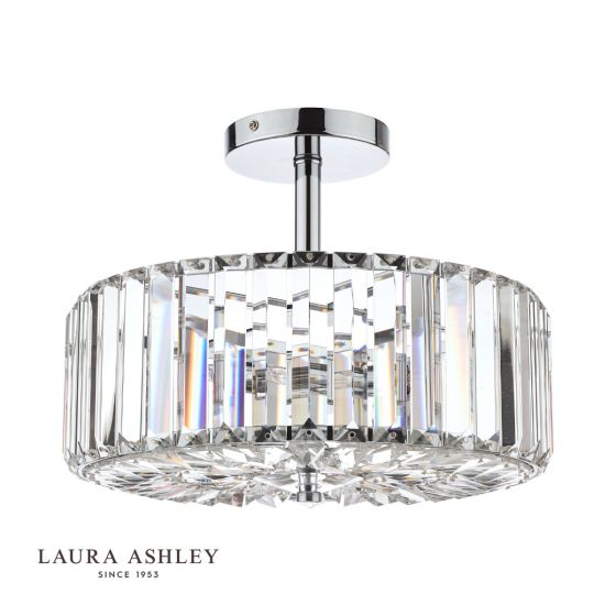 Där Lighting Laura Ashley Fernhurst 3lt Semi Flush Polished Chrome Glass