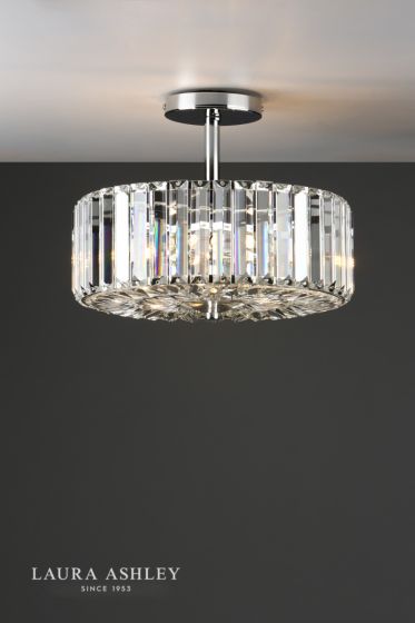 Där Lighting Laura Ashley Fernhurst 3lt Semi Flush Polished Chrome Glass