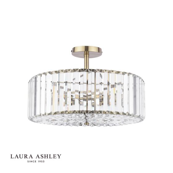 Där Lighting Laura Ashley Fernhurst 4 Light Semi-Flush Crystal And Antique Brass
