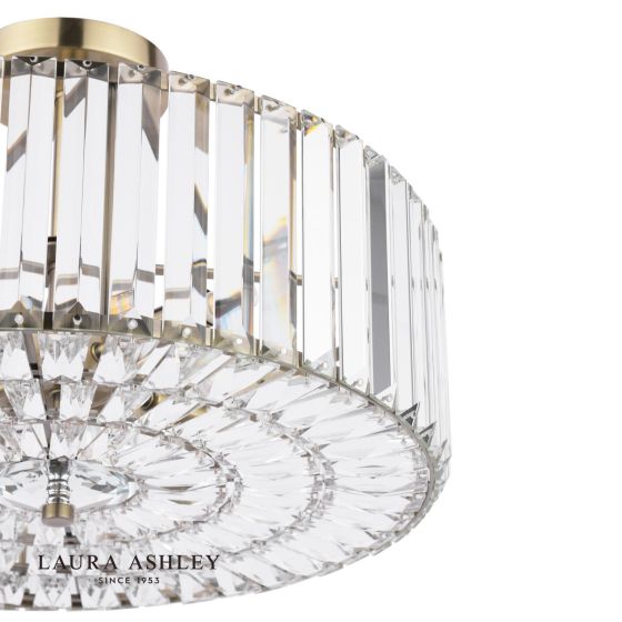 Där Lighting Laura Ashley Fernhurst 4 Light Semi-Flush Crystal And Antique Brass