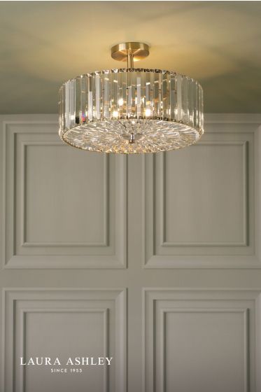 Där Lighting Laura Ashley Fernhurst 4 Light Semi-Flush Crystal And Antique Brass