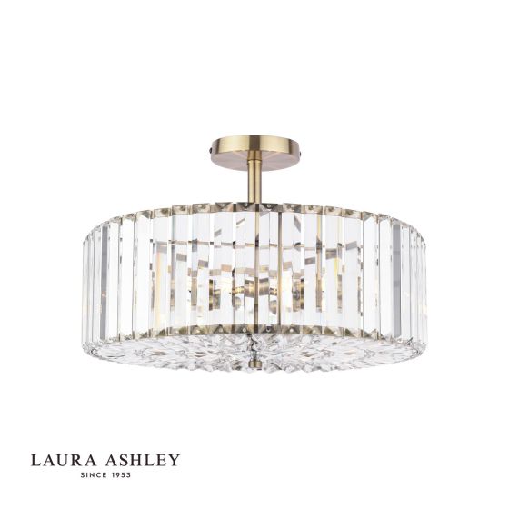 där lighting Laura Ashley Fernhurst 4 Light Semi-Flush Crystal and Antique Brass