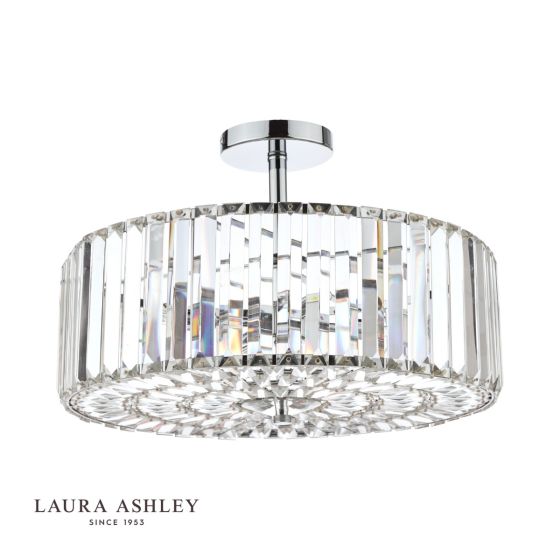 Där Lighting Laura Ashley Fernhurst 4lt Semi Flush Polished Chrome Glass