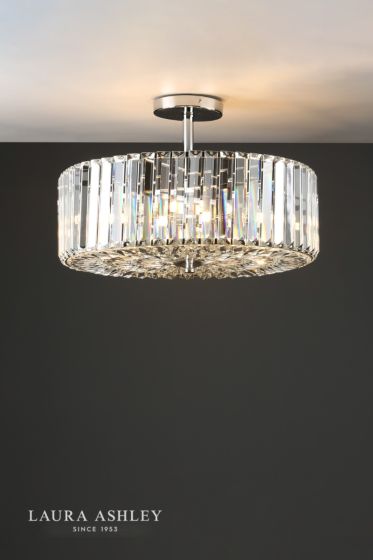 Där Lighting Laura Ashley Fernhurst 4lt Semi Flush Polished Chrome Glass