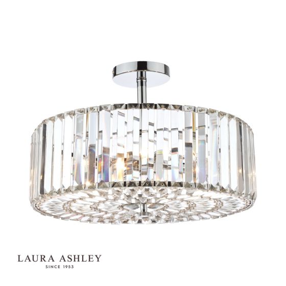 där lighting Laura Ashley Fernhurst 4lt Semi Flush Polished Chrome Glass