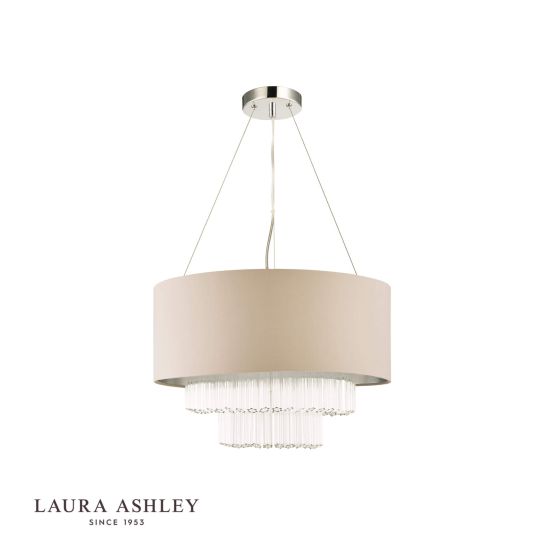 Där Lighting Laura Ashley Genevieve 5lt Pendant Grey Shade Glass