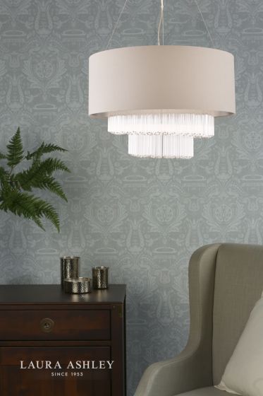 Där Lighting Laura Ashley Genevieve 5lt Pendant Grey Shade Glass