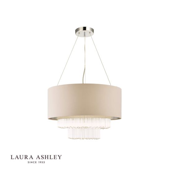 där lighting Laura Ashley Genevieve 5lt Pendant Grey Shade Glass