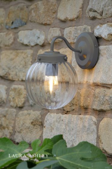 Där Lighting Laura Ashley Georgie Outdoor Wall Light Matt Grey Glass IP44