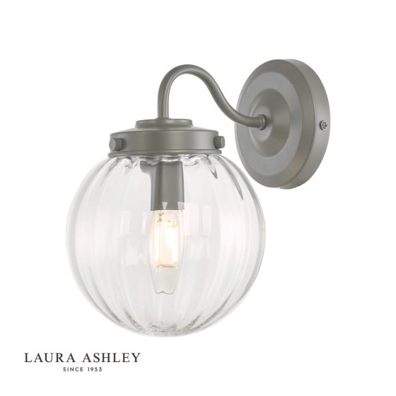 där lighting Laura Ashley Georgie Outdoor Wall Light Matt Grey Glass IP44