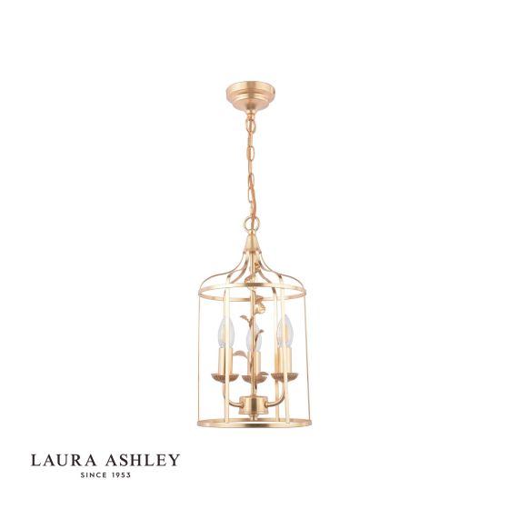 Där Lighting Laura Ashley Halton 3 Light Pendant Distressed Gold Leaf