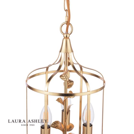 Där Lighting Laura Ashley Halton 3 Light Pendant Distressed Gold Leaf