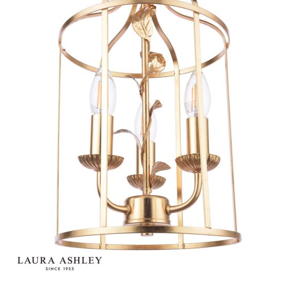 Där Lighting Laura Ashley Halton 3 Light Pendant Distressed Gold Leaf