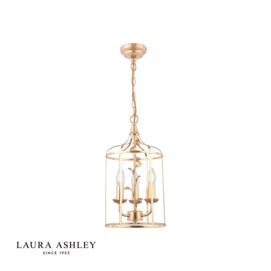 där lighting Laura Ashley Halton 3 Light Pendant Distressed Gold Leaf