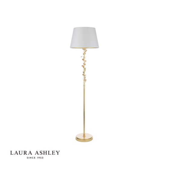 Där Lighting Laura Ashley Halton Floor Lamp Distressed Gold Leaf With Shade